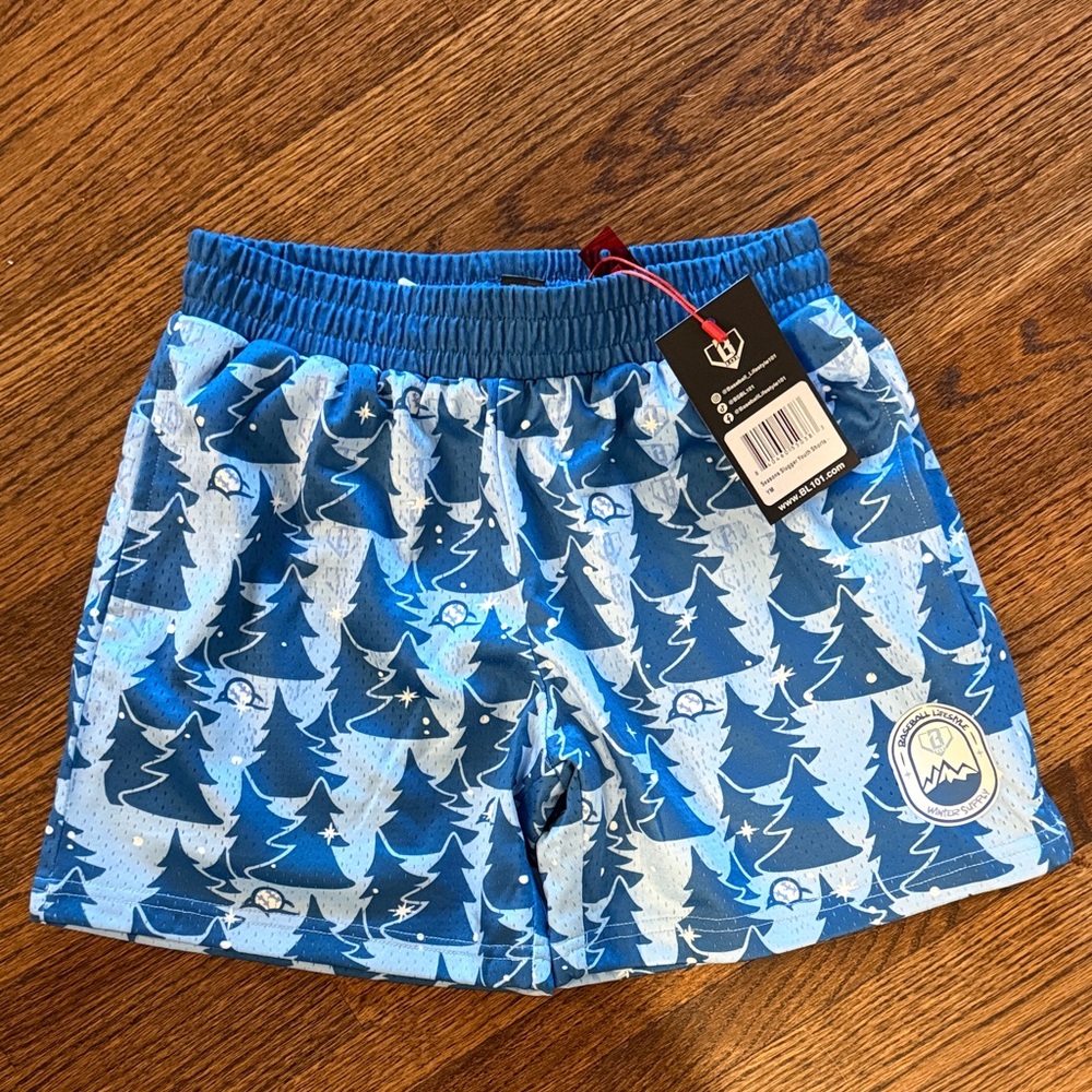 Baseball Lifestyle 101 “Holiday Print” Blue Tree Shorts